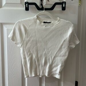 Forever 21 Cream Ribbed Crop Top